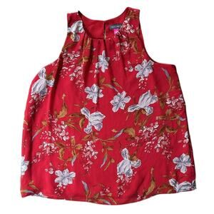 Vince Camuto Sleeveless Lined Red Floral Print Hadara Blouse Small